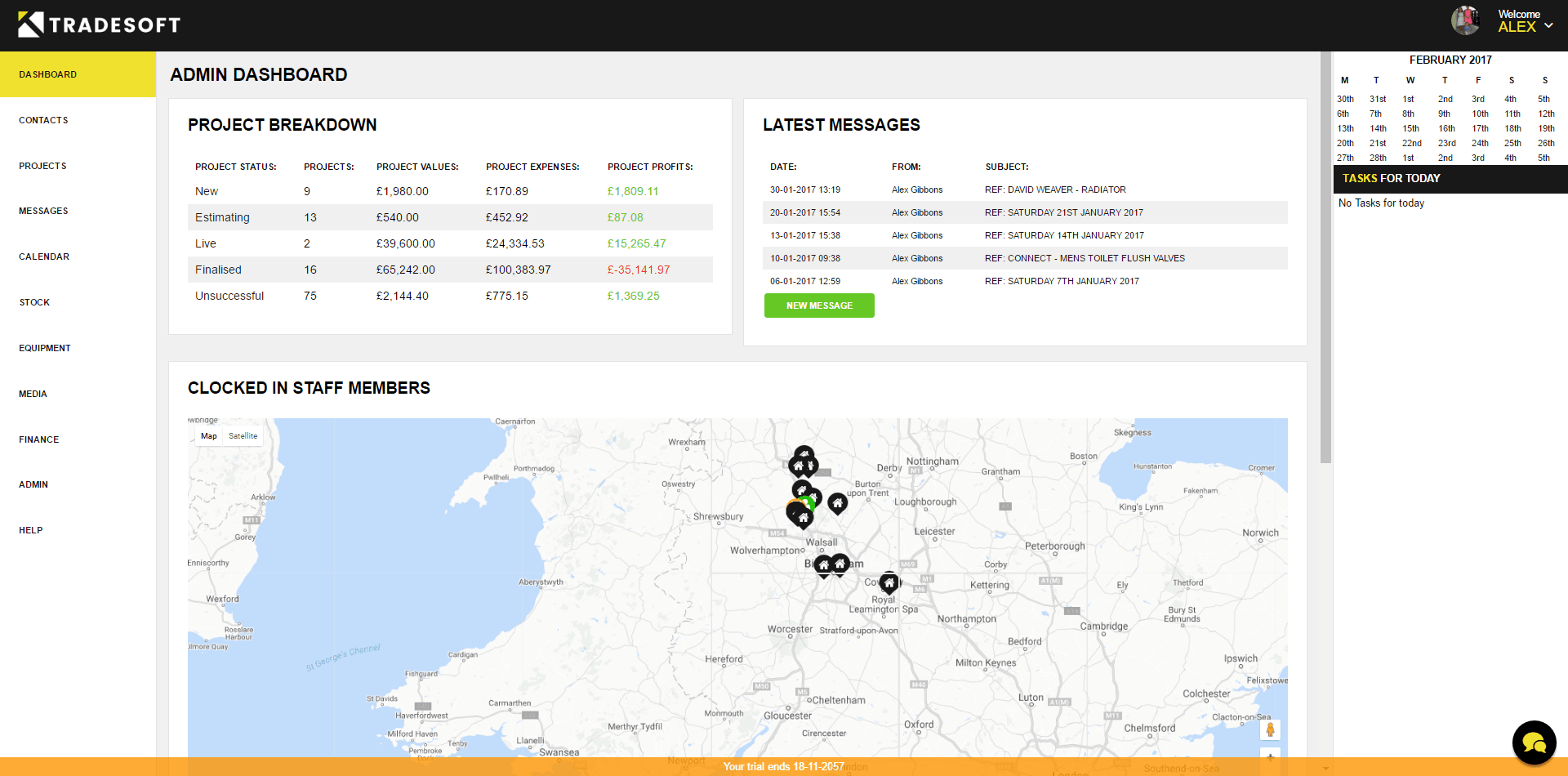 Tradesoft Admin Dashboard Screenshot