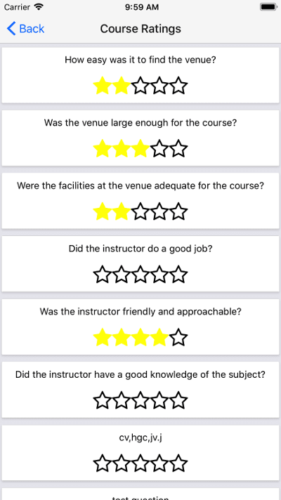 Course Ratings Screenshot